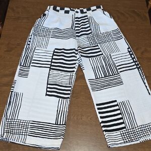 Shana Stylish Black and White Women's Wide Leg‎ Pants Relaxed Size S Petites